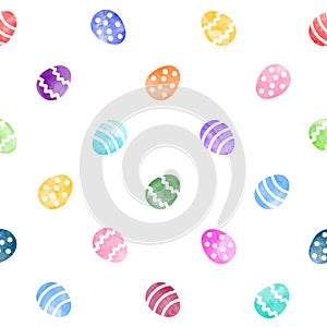Watercolor Easter, Paschal eggs seamless vector pattern